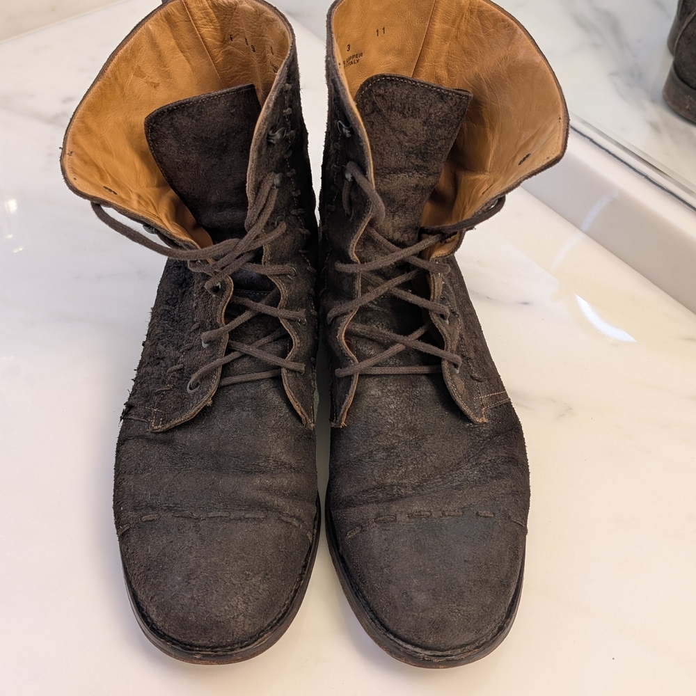 John Varvatos Dark Brown Suede Lace-Up Boots